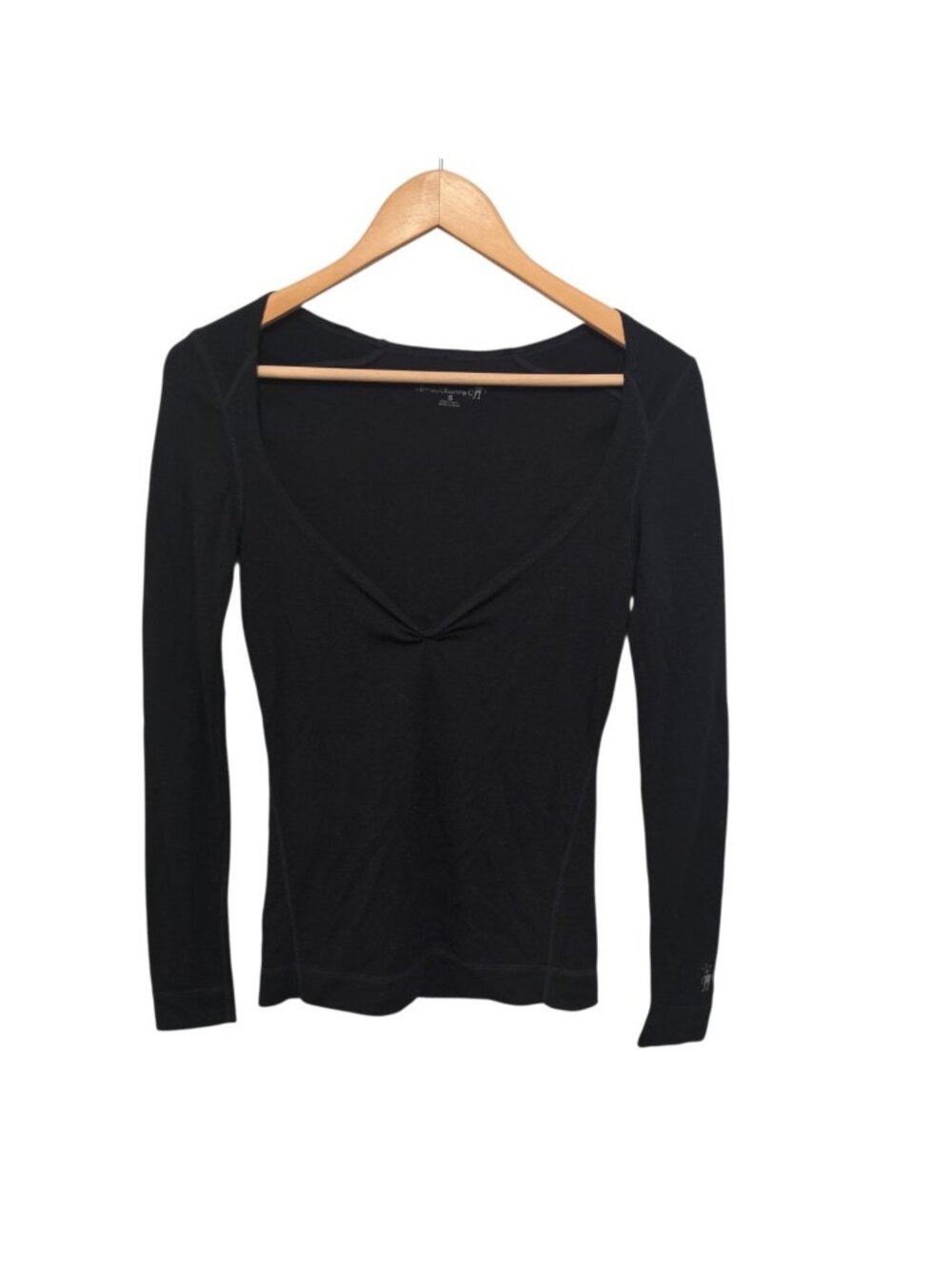 Smartwool Merino Wool V-Neck Base Layer Top Black Women's Small